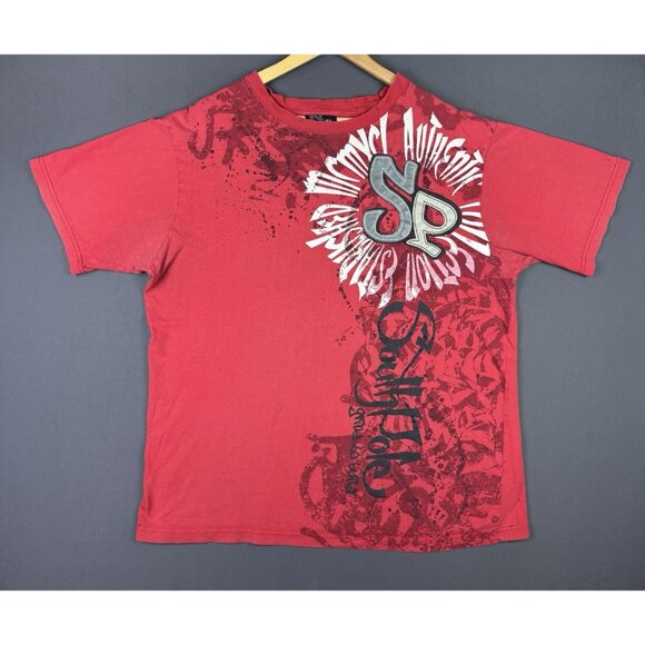 Vintage Y2K SouthPole AOP Red Shirt XL Streetwear Hype Art Logo Rare Hip Hop Art - Picture 1 of 16